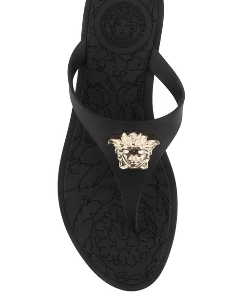 versace black medusa palazzo thong sandals|Versace Women's Medusa Thong Sandals .